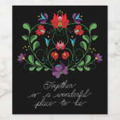 Blumenherz mit Zitat Weinetikett (Einzelnes Label)