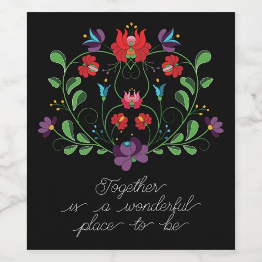 Blumenherz mit Zitat Weinetikett (Einzelnes Label)