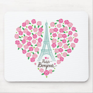 Blumenherz Paris Bonjour   Mousepad