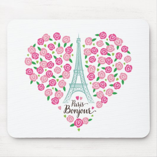 Blumenherz Paris Bonjour | Mousepad (Vorne)