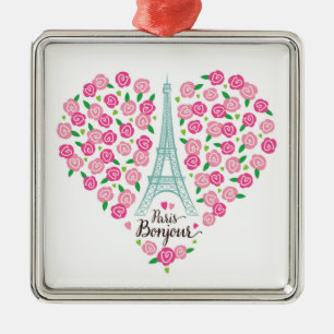 Blumenherz Paris Bonjour   Ornament Aus Metall