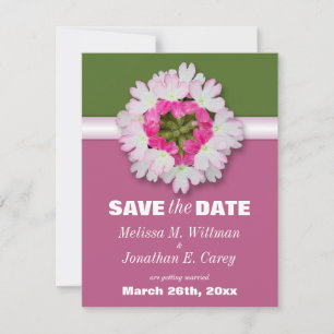 Blumenherz Rosa Grün Save-the-Date-Ankündigung Einladung