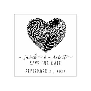 Blumenherz Save the Date Briefmarke Gummistempel