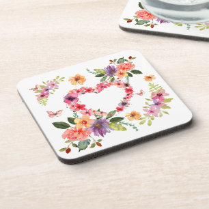 Blumenherz und Blumen Getränkeuntersetzer