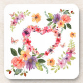 Blumenherz und Blumen Getränkeuntersetzer (Vorderseite)