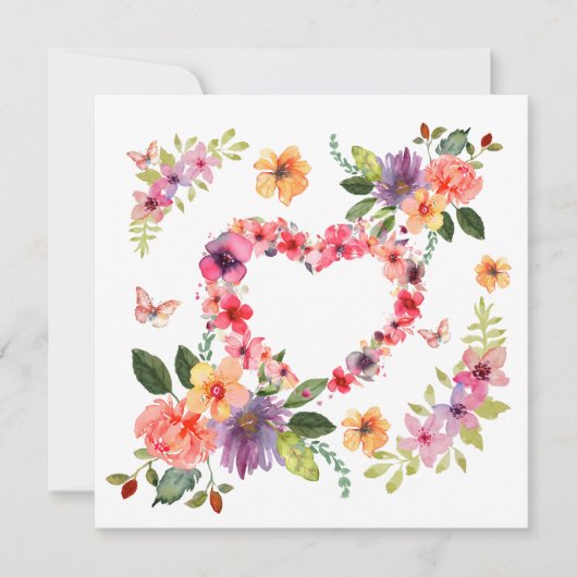 Blumenherz und Blumen Karte (Vorderseite)