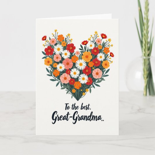 Blumenherz Ururgroßmutter Karte (Vorderseite)