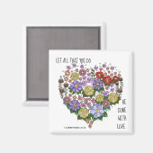 Blumenherz, Vers aus 1 Korinthen 16:14 Magnet (Vorderseite/Rückseite)