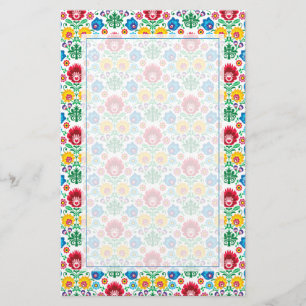 Blumenherz-Volkskunst-Muster Briefpapier