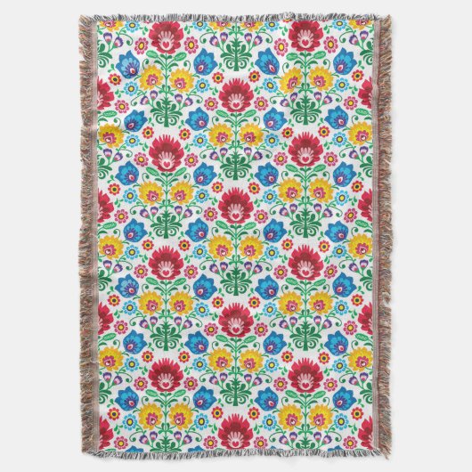 Blumenherz-Volkskunst-Muster Decke (Vorderseite Vertikal)