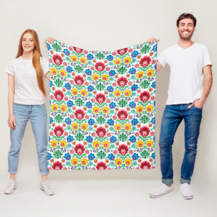 Blumenherz-Volkskunst-Muster Fleecedecke
