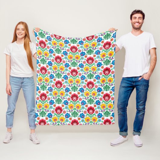 Blumenherz-Volkskunst-Muster Fleecedecke (Beispiel)