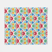 Blumenherz-Volkskunst-Muster Fleecedecke (Vorderseite (Horizontal))