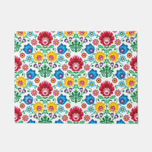 Blumenherz-Volkskunst-Muster Fußmatte