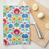 Blumenherz-Volkskunst-Muster Geschirrtuch (Viertel Falte)