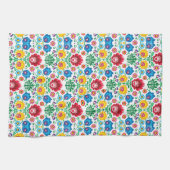 Blumenherz-Volkskunst-Muster Geschirrtuch (Horizontal)