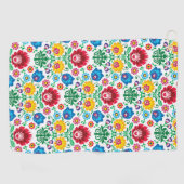 Blumenherz-Volkskunst-Muster Golfhandtuch (Horizontal)