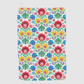 Blumenherz-Volkskunst-Muster Golfhandtuch (Vorderseite)