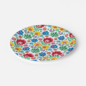 Blumenherz-Volkskunst-Muster Pappteller (Schrägansicht)