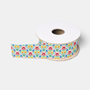 Blumenherz-Volkskunst-Muster Ripsband