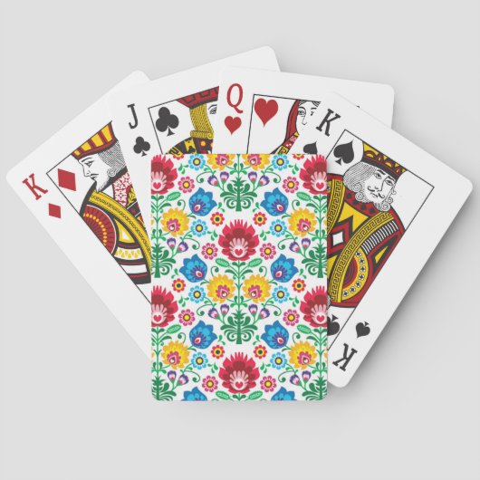 Blumenherz-Volkskunst-Muster Spielkarten (Rückseite)