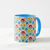 Blumenherz-Volkskunst-Muster Tasse (VorderseiteRechts)