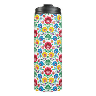 Blumenherz-Volkskunst-Muster Thermosbecher