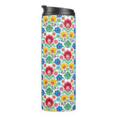 Blumenherz-Volkskunst-Muster Thermosbecher (Nach rechts gedreht)