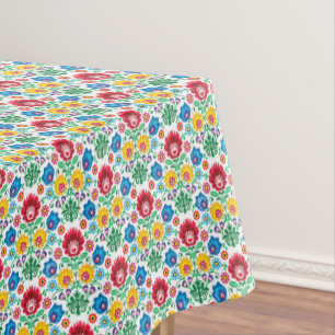 Blumenherz-Volkskunst-Muster Tischdecke