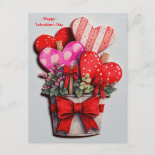 Blumenherzen in einem Valentinstagskarten-Topf  Postkarte