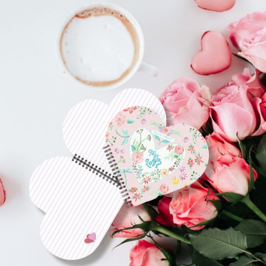 Blumenherzen in Liebe Dragonfly Valentinstag Notizblock