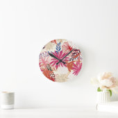 Blumenhintergrund 3 runde wanduhr (Zuhause)