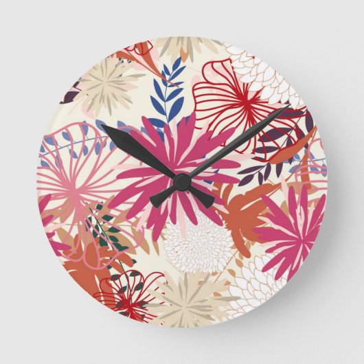 Blumenhintergrund 3 runde wanduhr (Vorderseite)