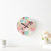Blumenhintergrund 4 runde wanduhr (Zuhause)