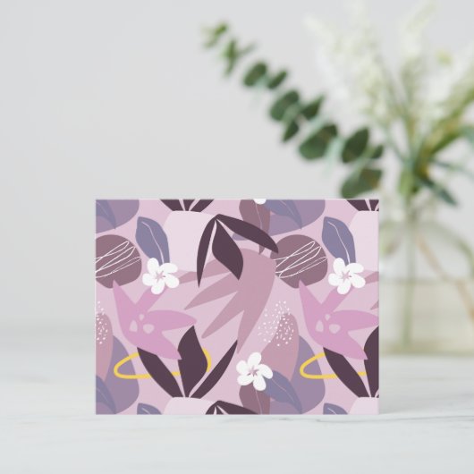 Blumenhintergrund, Blume und Blätter, Postkarte (Stehend Vorderseite)