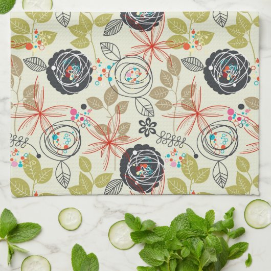 Blumenhintergrund Geschirrtuch (Gefaltet)