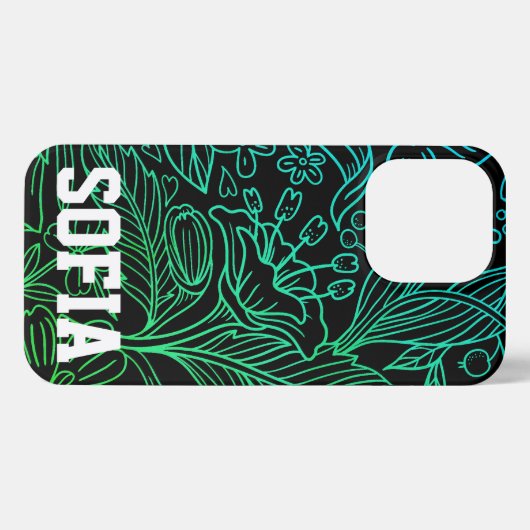 Blumenhintergrund mit Namensklammer iPhone Hülle (Rückseite (Horizontal))