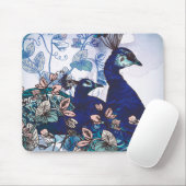 Blumenhintergrund mit Pfauen Mousepad (Mit Mouse)