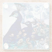 Blumenhintergrund mit Pfaus Glasuntersetzer (Rückseite)