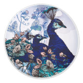 Blumenhintergrund mit Pfaus Keramikknauf (Vorderseite)