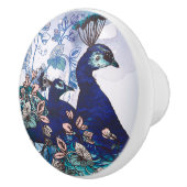 Blumenhintergrund mit Pfaus Keramikknauf (Rechts)