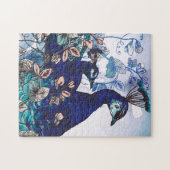 Blumenhintergrund mit Pfaus Puzzle (Horizontal)