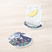 Blumenhintergrund mit Pfaus Untersetzer (Seite)