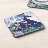 Blumenhintergrund mit Pfaus Untersetzer (Linke Seite)