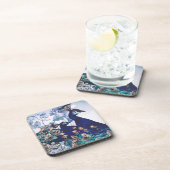 Blumenhintergrund mit Pfaus Untersetzer (Rechte Seite)