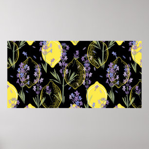 Blumenhintergrund mit von Hand gezeichnet Lavendel Poster