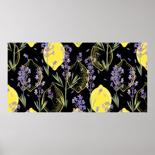 Blumenhintergrund mit von Hand gezeichnet Lavendel Poster (Vorne)