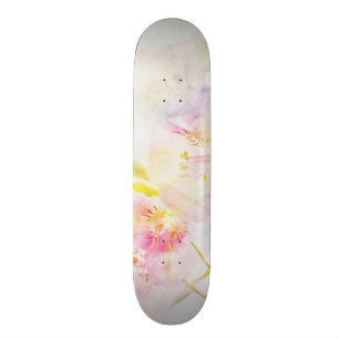 Blumenhintergrund mit Watercolor-Blumen Skateboard