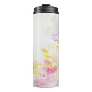 Blumenhintergrund mit Watercolor-Blumen Thermosbecher