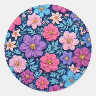 Blumenhintergrund, rosa und lila, runder aufkleber